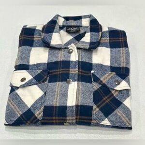 HFX Ladies’ Shirt Jacket. Blue plaid. Size XS. NWT